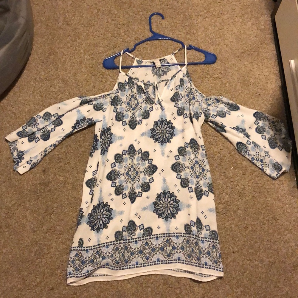 Blue and white floral dress